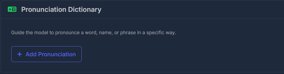 Pronunciation dictionary list and add form