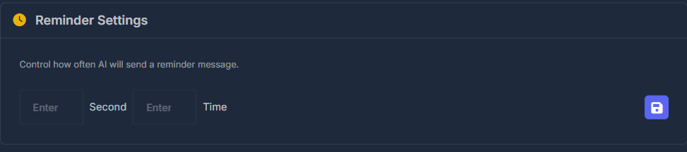 Reminder settings fields and save
