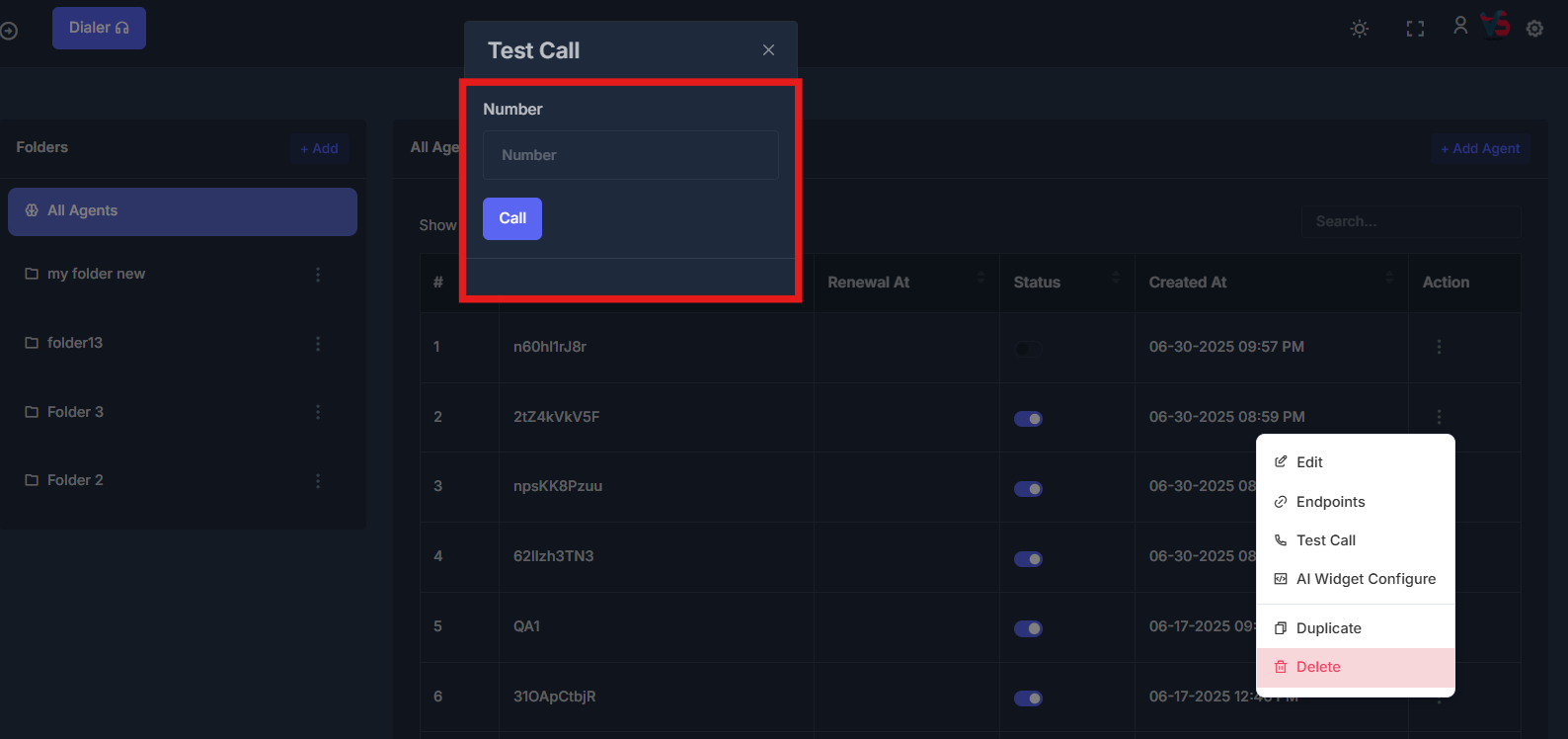 Test call