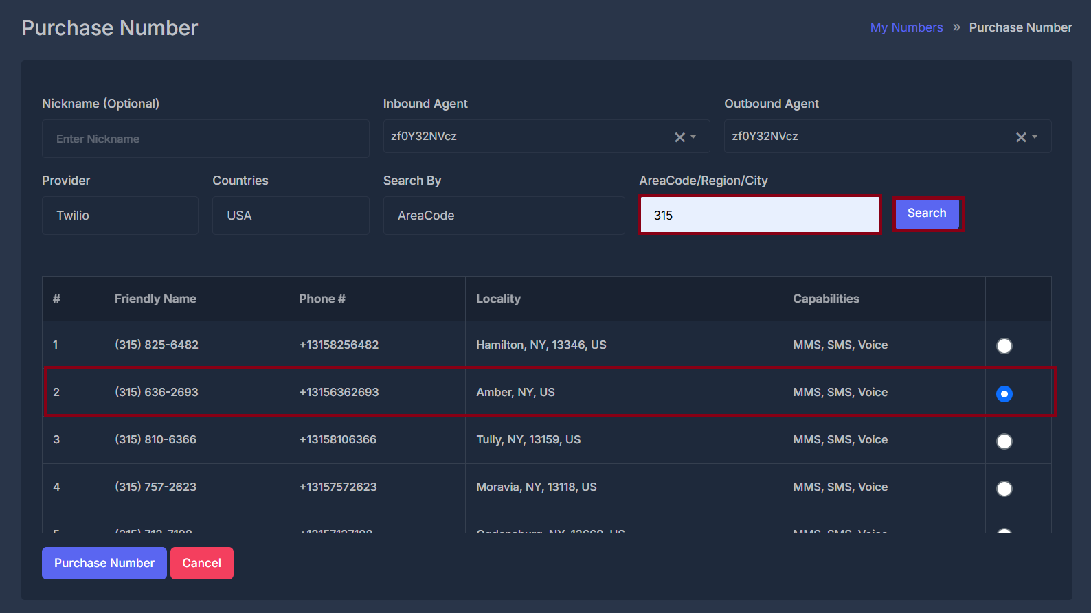 Provider, country, search by, and search field