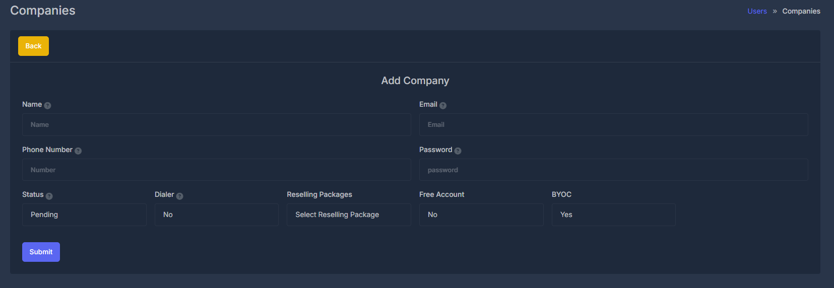 Add Company Form
