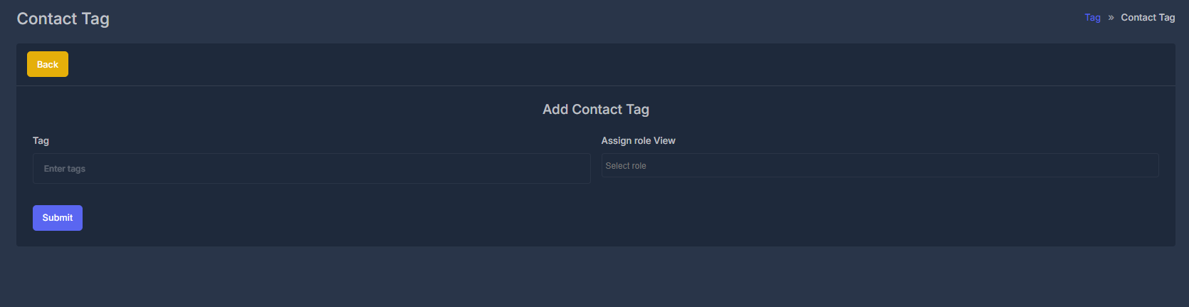 Add Contact Tag form