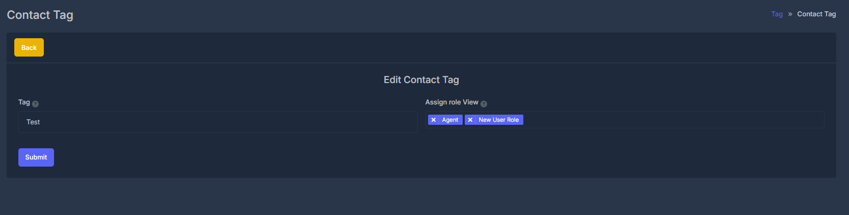 Edit Contact Tag form