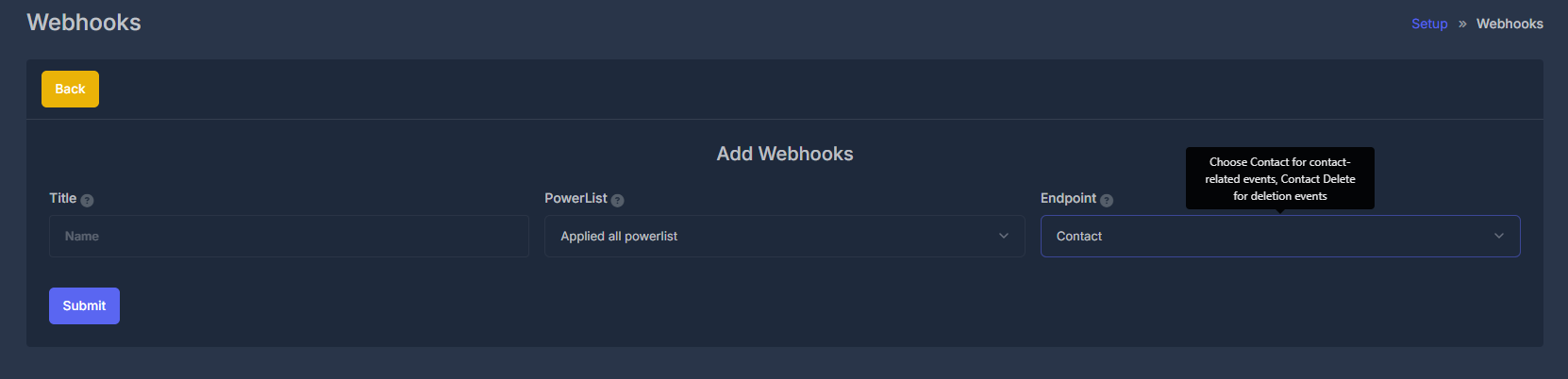 Add Webhook Interface