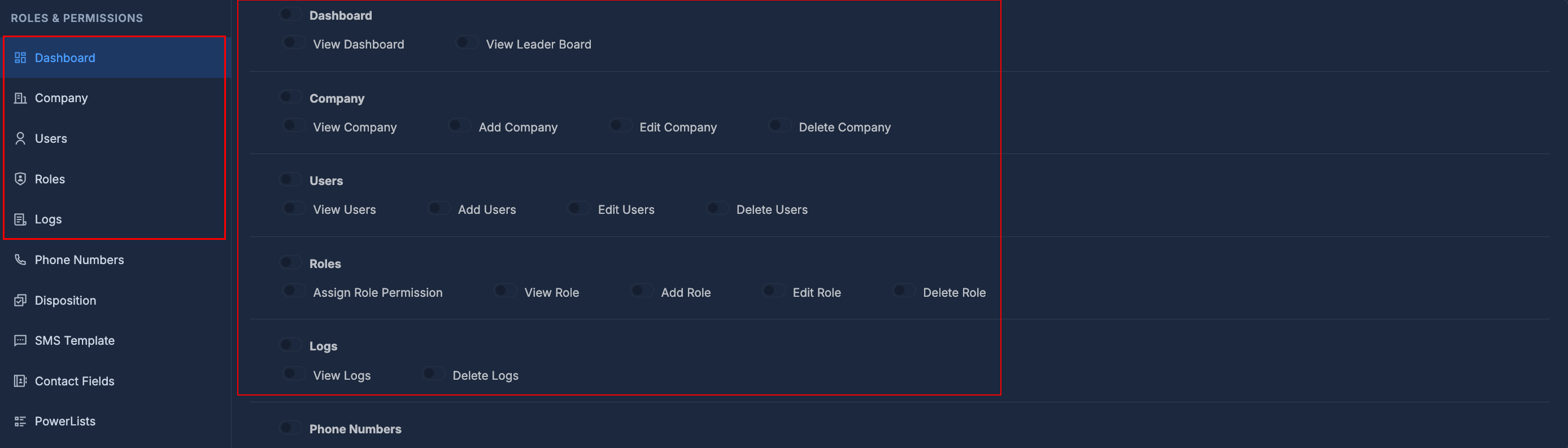 Permissions modules example