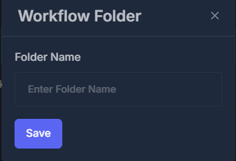 Add folder dialog with a folder name field and Save button
