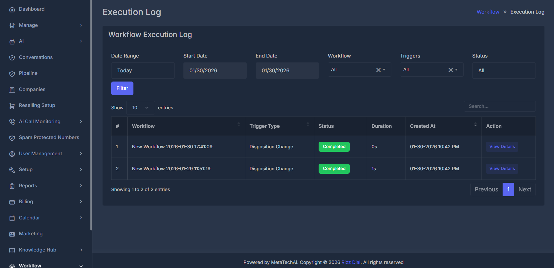 Execution Logs Overview